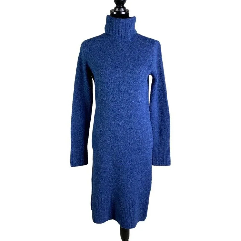Club Monaco Blue Turtleneck Sweater Dress wool/nylon/yak blend medium